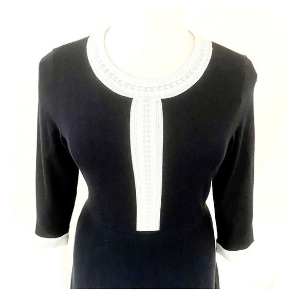 Talbots Sweater Knit Contrast Trim Flare Dress - Picture 2 of 8